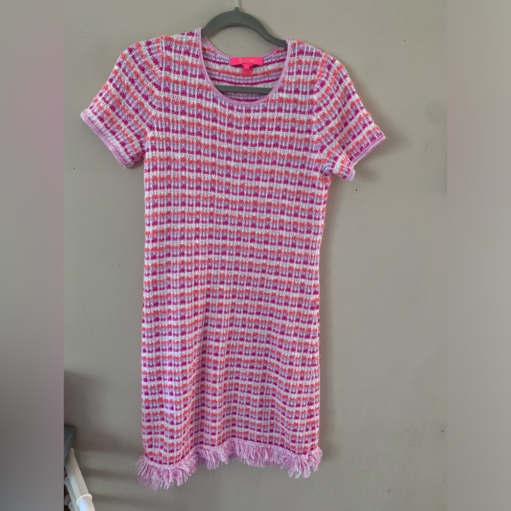 Lilly Pulitzer tweed sweater dress pink